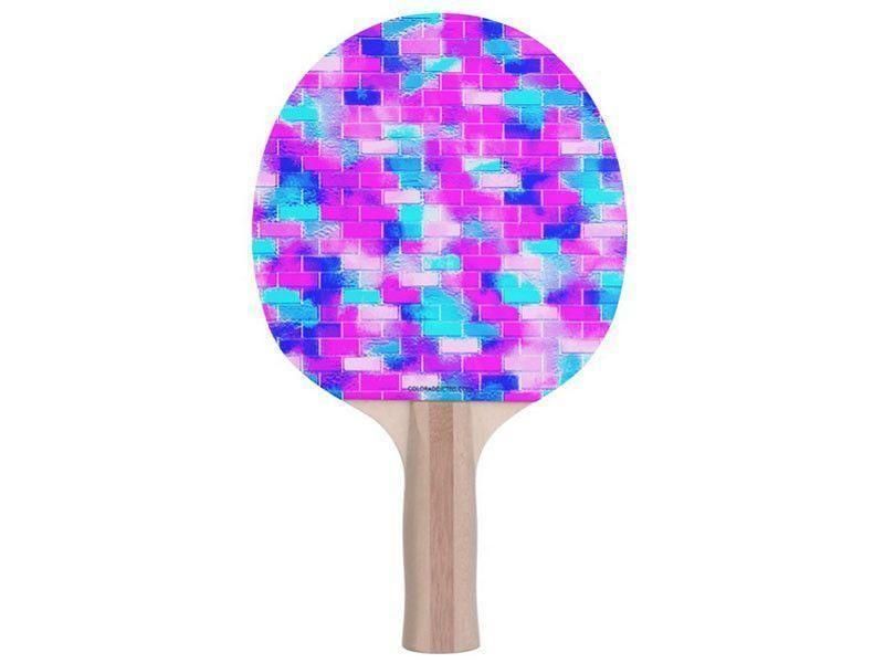 Ping Pong Paddles-BRICK WALL SMUDGED Ping Pong Paddles-Blues &amp; Purples &amp; Fuchsias &amp; Pinks-from COLORADDICTED.COM-