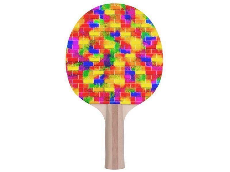 Ping Pong Paddles-BRICK WALL SMUDGED Ping Pong Paddles-Multicolor Bright-from COLORADDICTED.COM-