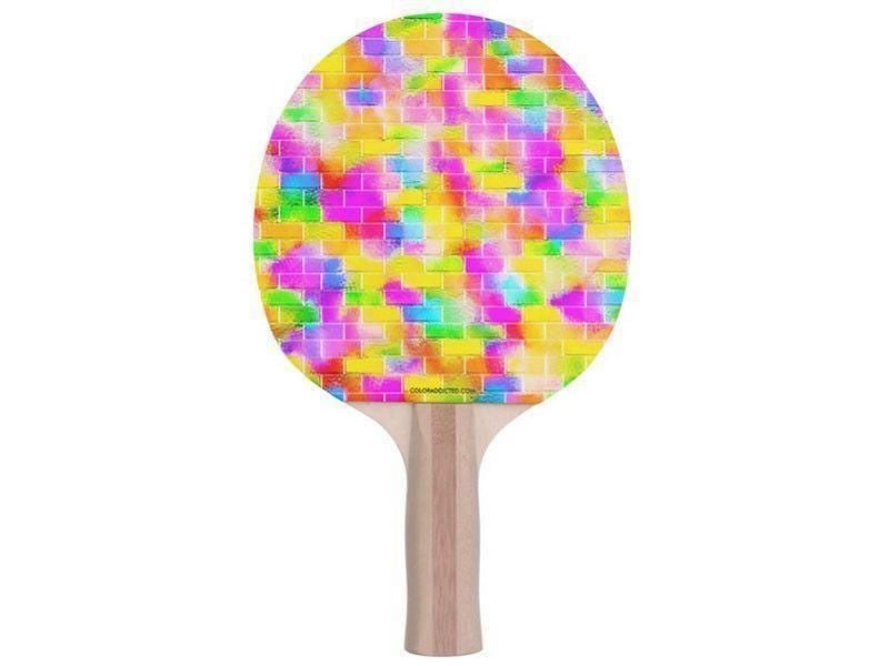 Ping Pong Paddles-BRICK WALL SMUDGED Ping Pong Paddles-Multicolor Light-from COLORADDICTED.COM-