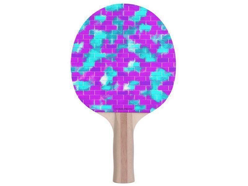 Ping Pong Paddles-BRICK WALL SMUDGED Ping Pong Paddles-Purples &amp; Violets &amp; Turquoises-from COLORADDICTED.COM-
