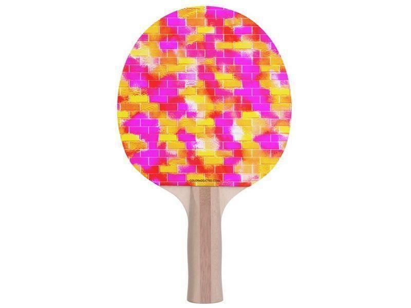 Ping Pong Paddles-BRICK WALL SMUDGED Ping Pong Paddles-Reds &amp; Oranges &amp; Yellows &amp; Fuchsias-from COLORADDICTED.COM-