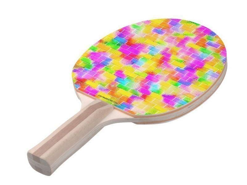 Ping Pong Paddles-BRICK WALL SMUDGED Ping Pong Paddles-Multicolor Light-from COLORADDICTED.COM-