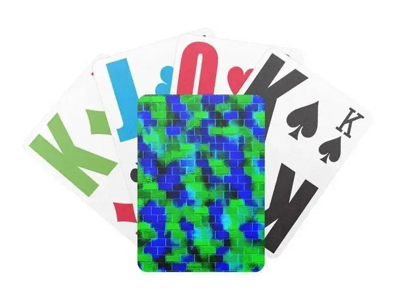Playing Cards-BRICK WALL SMUDGED Premium Bicycle® E-Z See® LoVision® Playing Cards for visually impaired players-Blues & Greens-from COLORADDICTED.COM-