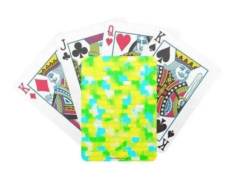 Playing Cards-BRICK WALL SMUDGED Premium Bicycle® Playing Cards-Greens & Yellows & Light Blues-from COLORADDICTED.COM-