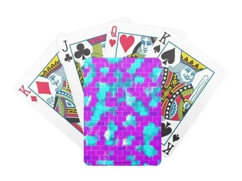 Playing Cards-BRICK WALL SMUDGED Premium Bicycle® Playing Cards-Purples & Violets & Turquoises-from COLORADDICTED.COM-