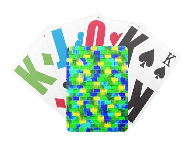 Playing Cards-BRICK WALL SMUDGED Premium Bicycle® E-Z See® LoVision® Playing Cards for visually impaired players-Blues &amp; Greens &amp; Yellows-from COLORADDICTED.COM-