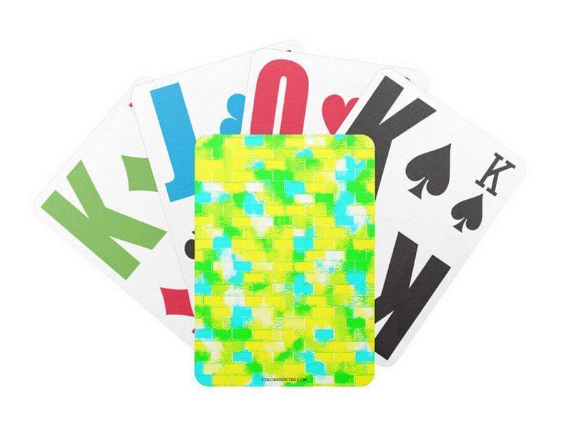 Playing Cards-BRICK WALL SMUDGED Premium Bicycle® E-Z See® LoVision® Playing Cards for visually impaired players-Greens &amp; Yellows &amp; Light Blues-from COLORADDICTED.COM-