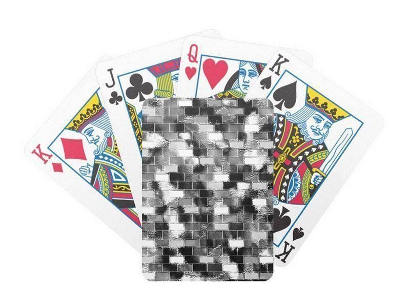 Playing Cards-BRICK WALL SMUDGED Premium Bicycle® Playing Cards-Black & Grays & White-from COLORADDICTED.COM-