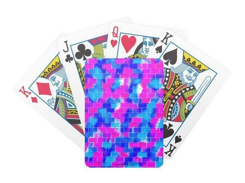 Playing Cards-BRICK WALL SMUDGED Premium Bicycle® Playing Cards-Blues &amp; Fuchsias-from COLORADDICTED.COM-