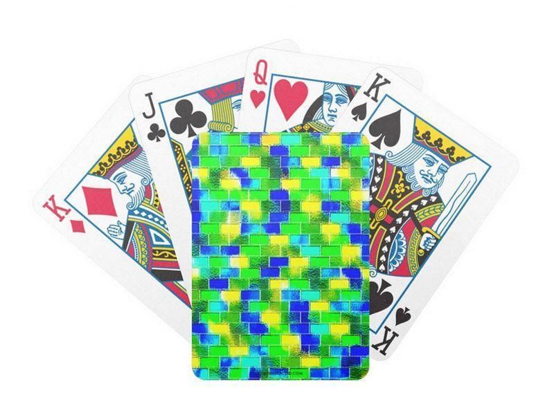 Playing Cards-BRICK WALL SMUDGED Premium Bicycle® Playing Cards-Blues &amp; Greens &amp; Yellows-from COLORADDICTED.COM-