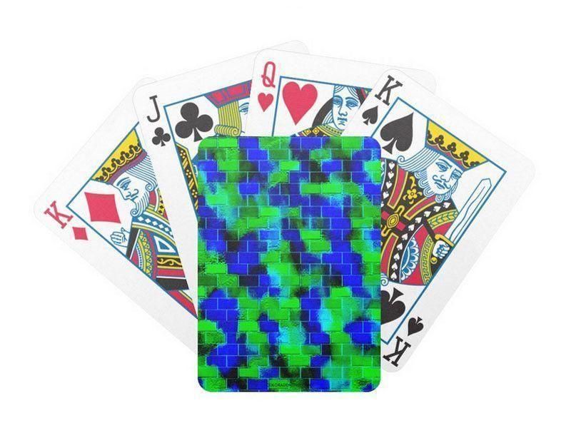 Playing Cards-BRICK WALL SMUDGED Premium Bicycle® Playing Cards-Blues &amp; Greens-from COLORADDICTED.COM-