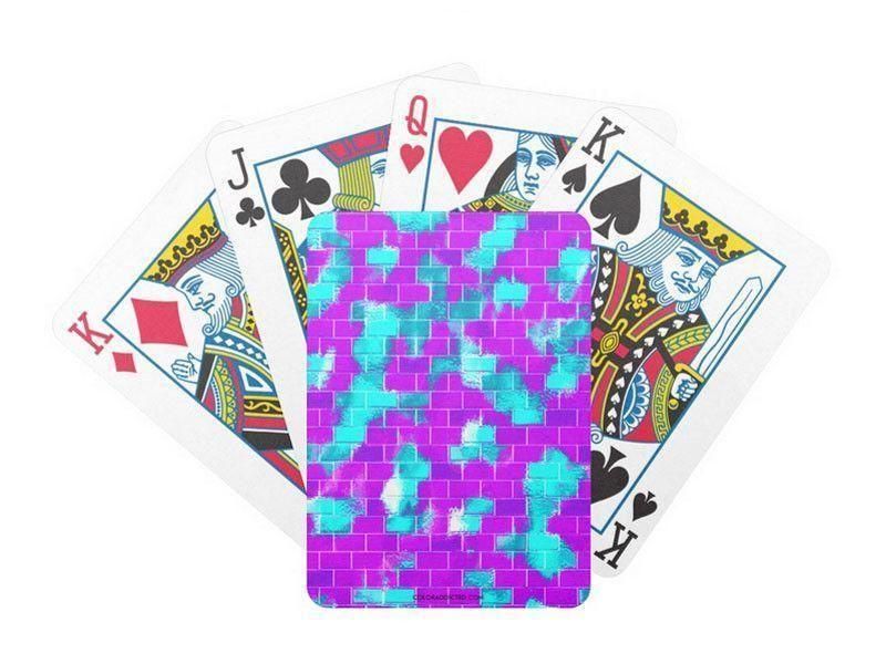 Playing Cards-BRICK WALL SMUDGED Premium Bicycle® Playing Cards-Purples &amp; Violets &amp; Turquoises-from COLORADDICTED.COM-
