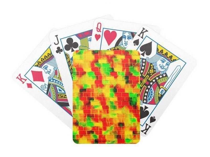 Playing Cards-BRICK WALL SMUDGED Premium Bicycle® Playing Cards-Reds &amp; Oranges &amp; Yellows &amp; Greens-from COLORADDICTED.COM-