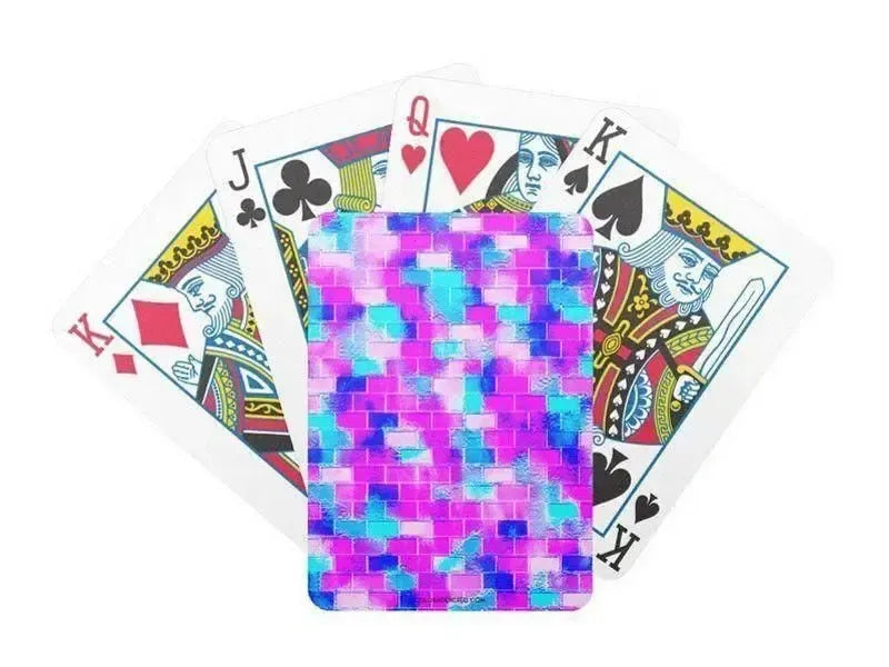 Playing Cards-BRICK WALL SMUDGED Premium Poker Playing Cards-Blues & Purples & Fuchsias & Pinks-from COLORADDICTED.COM-