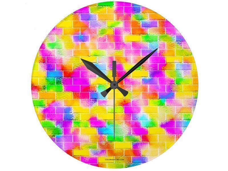 Wall Clocks-BRICK WALL SMUDGED Round Wall Clocks-Multicolor Light-from COLORADDICTED.COM-