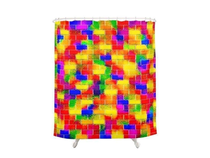 Shower Curtains-BRICK WALL SMUDGED Shower Curtains-Multicolor Bright-from COLORADDICTED.COM-