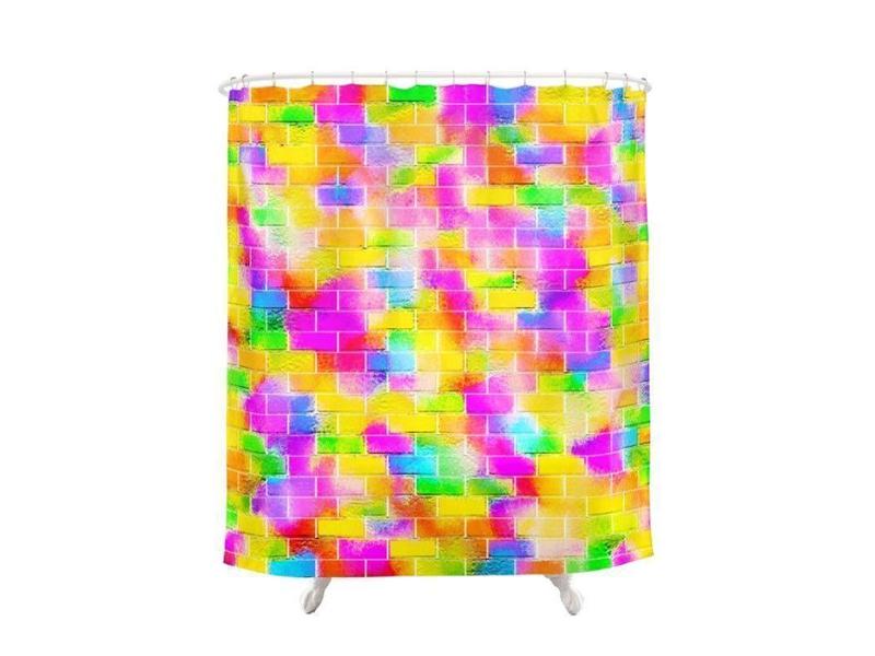 Shower Curtains-BRICK WALL SMUDGED Shower Curtains-Multicolor Light-from COLORADDICTED.COM-