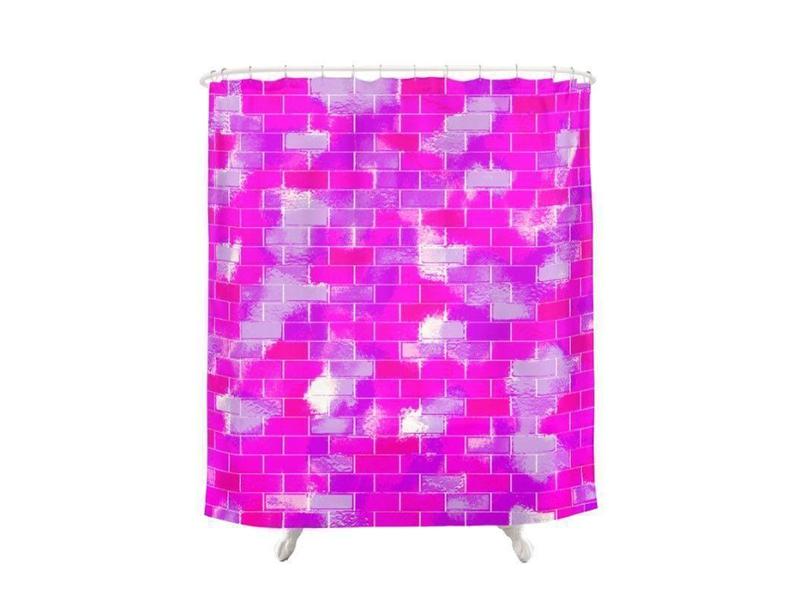 Shower Curtains-BRICK WALL SMUDGED Shower Curtains-Purples, Violets &amp; Fuchsias-from COLORADDICTED.COM-
