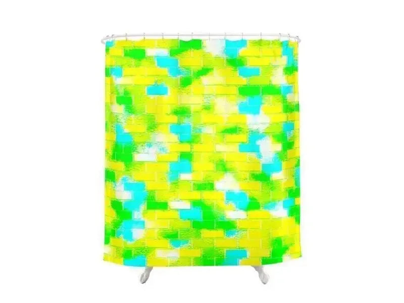 Shower Curtains-BRICK WALL SMUDGED Shower Curtains-from COLORADDICTED.COM-