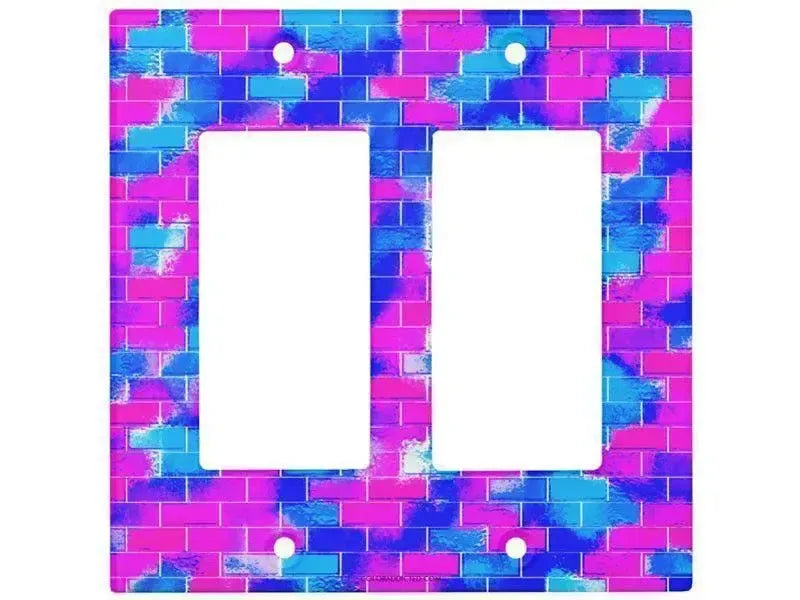 Rocker Light Switch Covers-BRICK WALL SMUDGED Single, Double & Triple-Rocker Light Switch Covers-Blues & Fuchsias-from COLORADDICTED.COM-