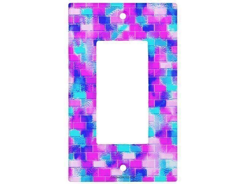 Light Switch Covers-BRICK WALL SMUDGED Single, Double &amp; Triple-Rocker Light Switch Covers-Blues &amp; Purples &amp; Fuchsias &amp; Pinks-from COLORADDICTED.COM-