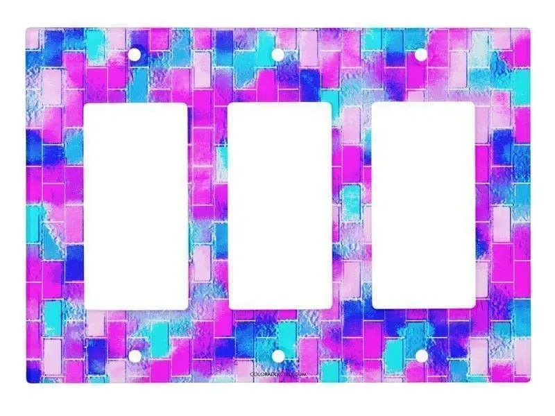 Rocker Light Switch Covers-BRICK WALL SMUDGED Single, Double & Triple-Rocker Light Switch Covers-Blues & Purples & Fuchsias & Pinks-from COLORADDICTED.COM-