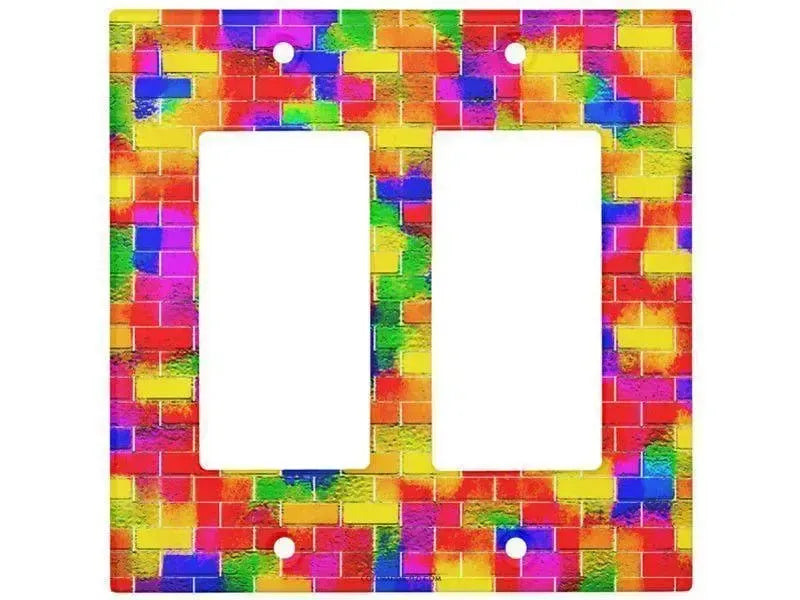 Rocker Light Switch Covers-BRICK WALL SMUDGED Single, Double & Triple-Rocker Light Switch Covers-Multicolor Bright-from COLORADDICTED.COM-