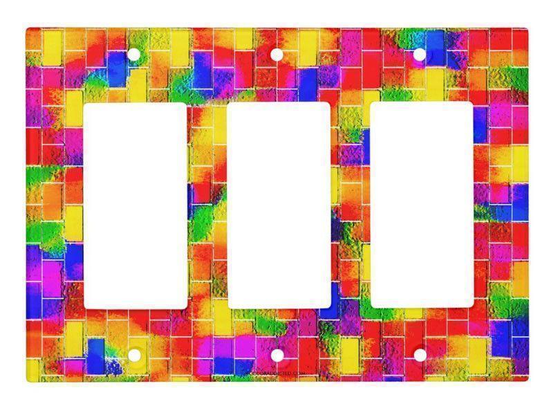 Light Switch Covers-BRICK WALL SMUDGED Single, Double &amp; Triple-Rocker Light Switch Covers-Multicolor Bright-from COLORADDICTED.COM-