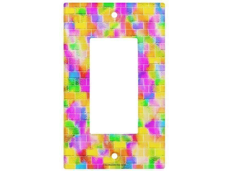 Light Switch Covers-BRICK WALL SMUDGED Single, Double &amp; Triple-Rocker Light Switch Covers-Multicolor Light-from COLORADDICTED.COM-