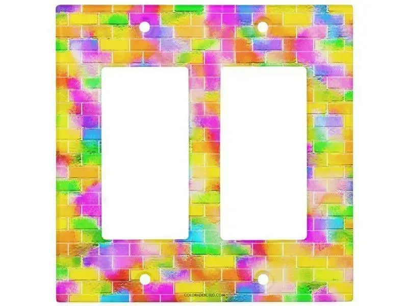 Rocker Light Switch Covers-BRICK WALL SMUDGED Single, Double & Triple-Rocker Light Switch Covers-Multicolor Light-from COLORADDICTED.COM-