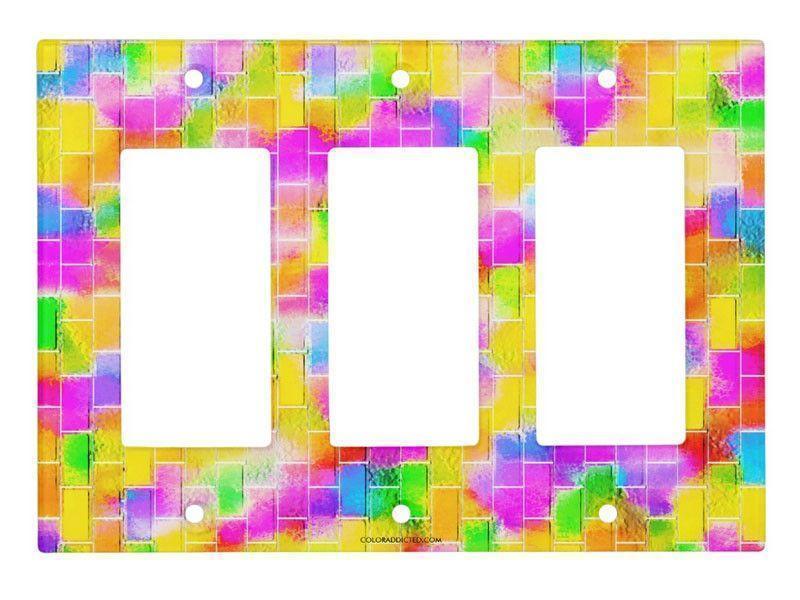 Light Switch Covers-BRICK WALL SMUDGED Single, Double &amp; Triple-Rocker Light Switch Covers-Multicolor Light-from COLORADDICTED.COM-