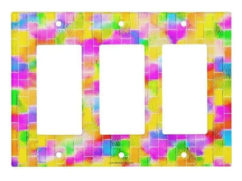 Rocker Light Switch Covers-BRICK WALL SMUDGED Single, Double & Triple-Rocker Light Switch Covers-Multicolor Light-from COLORADDICTED.COM-