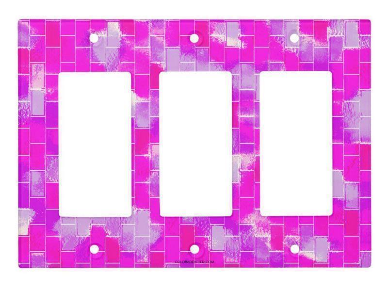 Light Switch Covers-BRICK WALL SMUDGED Single, Double &amp; Triple-Rocker Light Switch Covers-Purples &amp; Violets &amp; Fuchsias-from COLORADDICTED.COM-