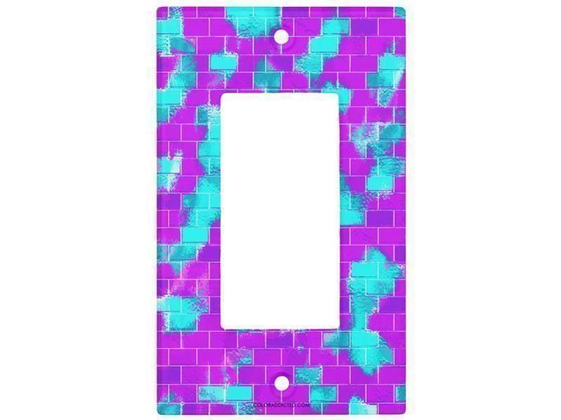 Rocker Light Switch Covers-BRICK WALL SMUDGED Single, Double &amp; Triple-Rocker Light Switch Covers-Purples &amp; Violets &amp; Turquoises-from COLORADDICTED.COM-