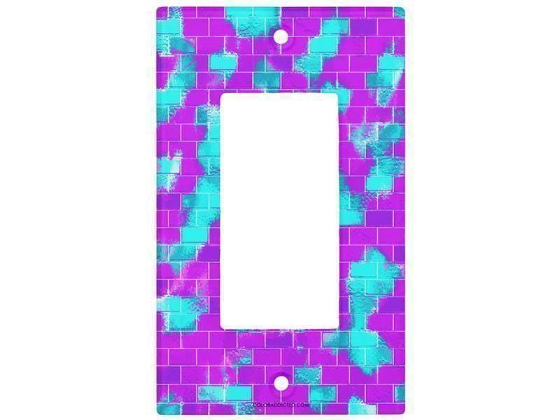 Light Switch Covers-BRICK WALL SMUDGED Single, Double &amp; Triple-Rocker Light Switch Covers-Purples &amp; Violets &amp; Turquoises-from COLORADDICTED.COM-