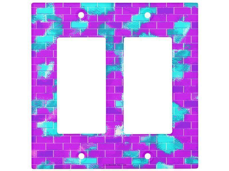 Light Switch Covers-BRICK WALL SMUDGED Single, Double &amp; Triple-Rocker Light Switch Covers-Purples &amp; Violets &amp; Turquoises-from COLORADDICTED.COM-