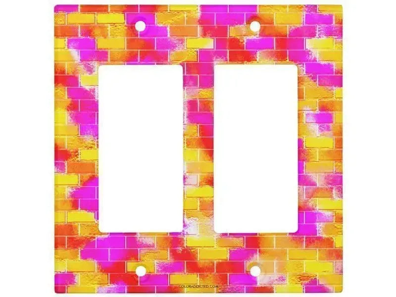 Rocker Light Switch Covers-BRICK WALL SMUDGED Single, Double & Triple-Rocker Light Switch Covers-from COLORADDICTED.COM-