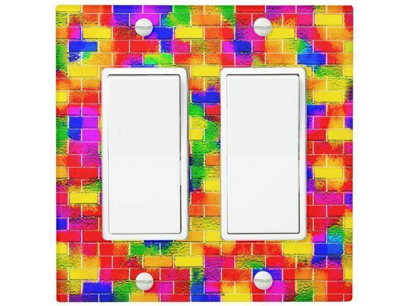 Light Switch Covers-BRICK WALL SMUDGED Single, Double &amp; Triple-Rocker Light Switch Covers-from COLORADDICTED.COM-