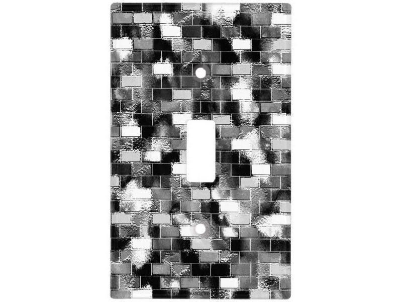 Light Switch Covers-BRICK WALL SMUDGED Single, Double &amp; Triple-Toggle Light Switch Covers-Black &amp; Grays &amp; White-from COLORADDICTED.COM-