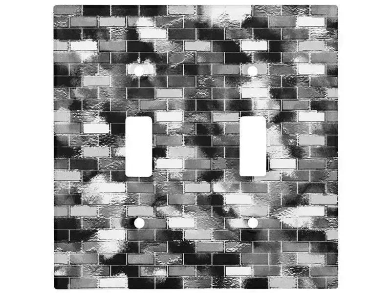 Toggle Light Switch Covers-BRICK WALL SMUDGED Single, Double & Triple-Toggle Light Switch Covers-Black & Grays & White-from COLORADDICTED.COM-