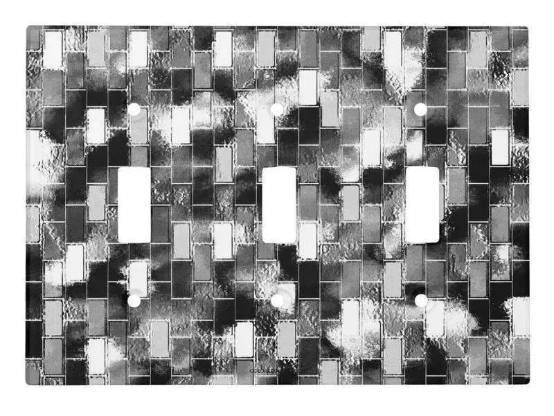 Toggle Light Switch Covers-BRICK WALL SMUDGED Single, Double & Triple-Toggle Light Switch Covers-Black & Grays & White-from COLORADDICTED.COM-
