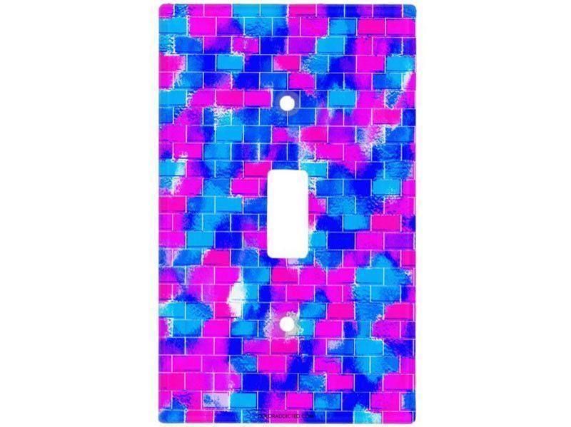 Light Switch Covers-BRICK WALL SMUDGED Single, Double &amp; Triple-Toggle Light Switch Covers-Blues &amp; Fuchsias-from COLORADDICTED.COM-