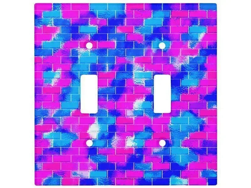 Toggle Light Switch Covers-BRICK WALL SMUDGED Single, Double & Triple-Toggle Light Switch Covers-Blues & Fuchsias-from COLORADDICTED.COM-