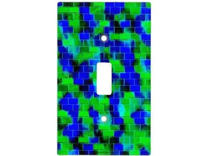 Toggle Light Switch Covers-BRICK WALL SMUDGED Single, Double & Triple-Toggle Light Switch Covers-Blues & Greens-from COLORADDICTED.COM-