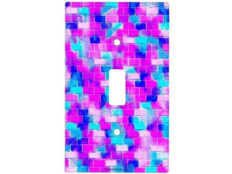 Light Switch Covers-BRICK WALL SMUDGED Single, Double &amp; Triple-Toggle Light Switch Covers-Blues &amp; Purples &amp; Fuchsias &amp; Pinks-from COLORADDICTED.COM-
