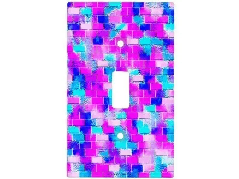 Toggle Light Switch Covers-BRICK WALL SMUDGED Single, Double & Triple-Toggle Light Switch Covers-Blues & Purples & Fuchsias & Pinks-from COLORADDICTED.COM-