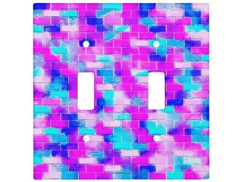 Toggle Light Switch Covers-BRICK WALL SMUDGED Single, Double & Triple-Toggle Light Switch Covers-Blues & Purples & Fuchsias & Pinks-from COLORADDICTED.COM-