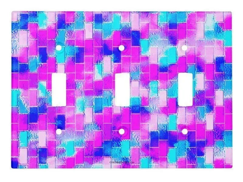 Toggle Light Switch Covers-BRICK WALL SMUDGED Single, Double & Triple-Toggle Light Switch Covers-Blues & Purples & Fuchsias & Pinks-from COLORADDICTED.COM-