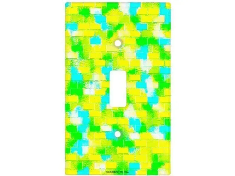 Toggle Light Switch Covers-BRICK WALL SMUDGED Single, Double & Triple-Toggle Light Switch Covers-Greens & Yellows & Light Blues-from COLORADDICTED.COM-