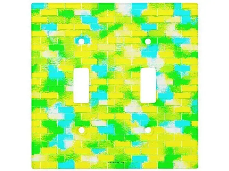 Toggle Light Switch Covers-BRICK WALL SMUDGED Single, Double & Triple-Toggle Light Switch Covers-Greens & Yellows & Light Blues-from COLORADDICTED.COM-